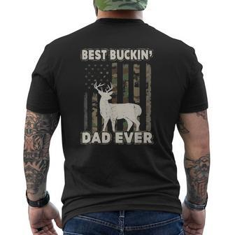 Best Buckin' Dad Ever Camo American Flag Hunter Mens Back Print T-shirt | Mazezy
