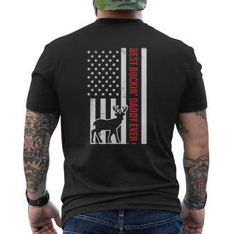 Best Buckin Daddy American Flag Buck Hunting Hunter Mens Back Print T-shirt | Mazezy