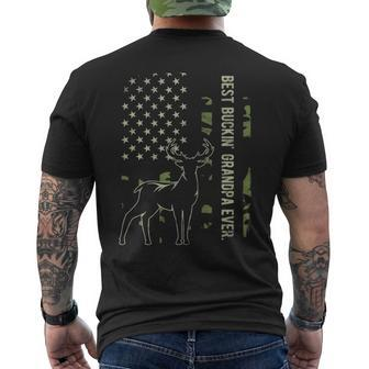 Best Buckin' Grandpa Ever Camo American Flag Deer Hunting Men's T-shirt Back Print | Mazezy