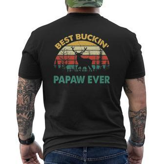 Best Buckin' Papaw Ever Deer Hunting Bucking Father Mens Back Print T-shirt | Mazezy