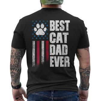 Best Cat Dad Ever Fathers Day American Flag Grandpa Husband Men's T-shirt Back Print - Thegiftio UK
