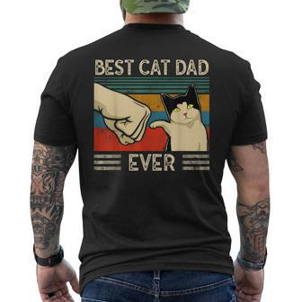 Best Cat Dad Ever Kitten Cat Fist Bump Retro Vintage Men's T-shirt Back Print - Monsterry CA