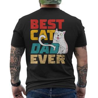 Best Cat Dad Ever Cat Dad Cat Lover Father Day Vintage Men's T-shirt Back Print - Seseable