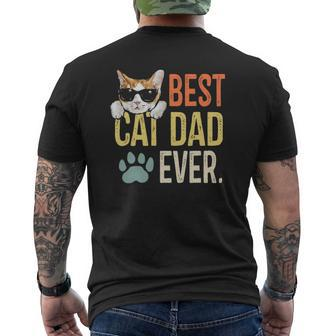 Best Cat Dad Ever Retro Cat Lover Fathers Day Mens Back Print T-shirt | Mazezy
