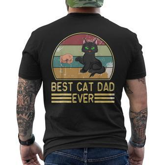 Best Cat Dad Ever Retro Vintage Paw Fist Bomb Men's T-shirt Back Print - Monsterry
