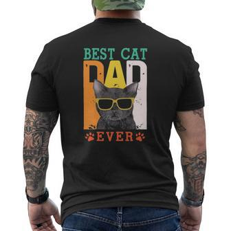 Best Cat Dad Ever Cat With Sunglasses Father's Day Dog Paw Retro Mens Back Print T-shirt | Mazezy