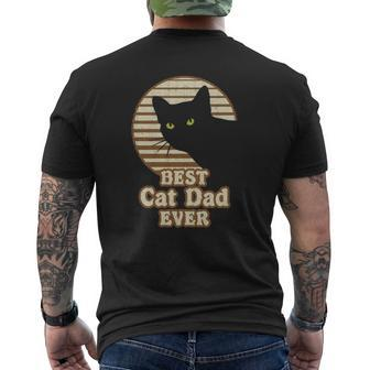 Best Cat Dad Ever Vintage 80S Eighties Style Cat Dad Mens Back Print T-shirt | Mazezy