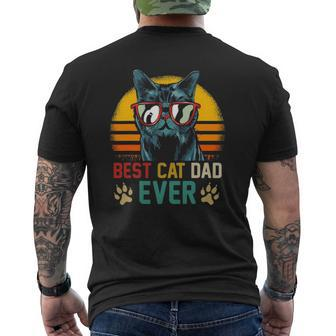 Best Cat Dad Ever Vintage Cat Daddy Fathers Day Mens Back Print T-shirt | Mazezy