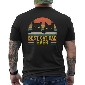 Best Cat Dad Ever Vintage Retro Style Black Cats Lover Mens Back Print T-shirt | Mazezy