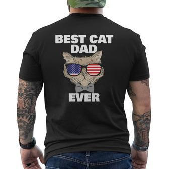 Best Cat Dad Fathers Day Men Daddy Papa Cat With Sunglasses Mens Back Print T-shirt | Mazezy