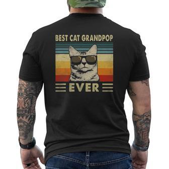 Best Cat Grandpop Ever Vintage Retro Cat Dad Father Mens Back Print T-shirt | Mazezy UK