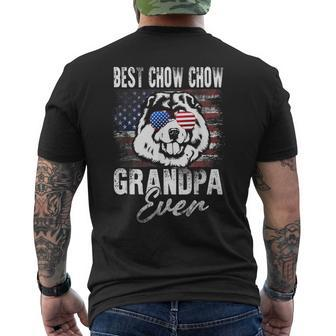 Best Chow Chow Dad Ever American Flag Men's T-shirt Back Print - Monsterry