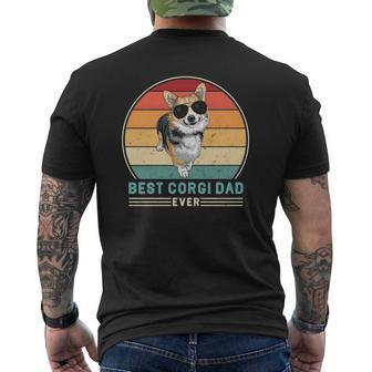 Best Corgi Dad Ever Retro Vintage 60S 70S Sunset Pullover Mens Back Print T-shirt | Mazezy