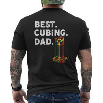 Best Cubing Dad Melting Puzzle Cube Father's Day Mens Back Print T-shirt | Mazezy