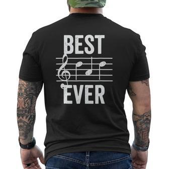 Best Dad Ever Music Note Bold Condensed Dark Mens Back Print T-shirt | Mazezy