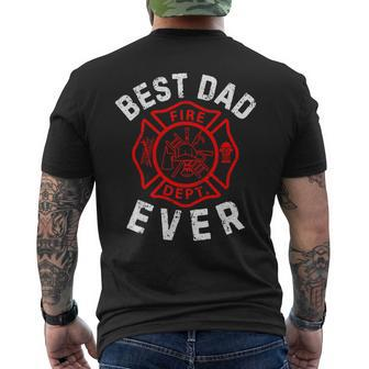 Best Dad Ever Symbol Firefighter Fireman Parent Fathers Day Men's T-shirt Back Print - Seseable