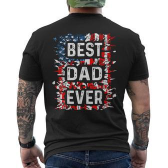 Best Dad Ever With Us American Flag Fathers Day Dad Men's T-shirt Back Print - Seseable