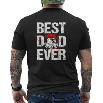 Best Dad Ever Vintage Firefighter Thin Red Line Fireman Mens Back Print T-shirt | Mazezy