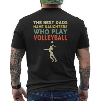 The Best Dads Have Daughters Who Play Volleyball Vintage Mens Back Print T-shirt | Mazezy
