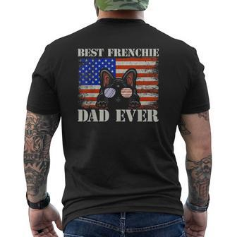 Best Frenchie Dad Ever Us Flag Dog Animal French Bulldog Mens Back Print T-shirt | Mazezy