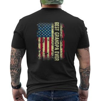 Best Grandpa Ever Vintage American Flag Fathers Day Tee Mens Back Print T-shirt | Mazezy DE