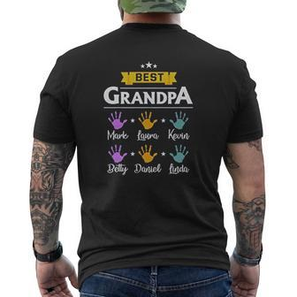 Best Grandpa With Grandchilds Handprint Mens Back Print T-shirt | Mazezy