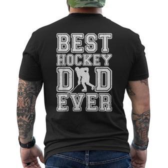 Best Hockey Dad Ever Father's Day Ice Hockey Vintage Daddy Men's T-shirt Back Print - Monsterry AU