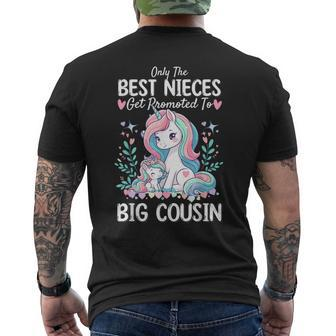 Only Best Nieces Get Promoted To A Big Cousin Cute Unicorn Men's T-shirt Back Print - Seseable