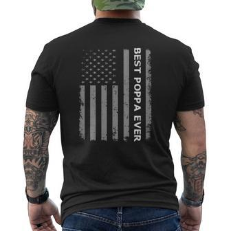 Best Poppa Ever American Flag For Father's Day Mens Back Print T-shirt | Mazezy