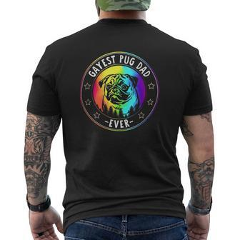 Best Pug Dad Ever Lgbt Gay Pride Flag Dog Lover Ally Mens Back Print T-shirt | Mazezy