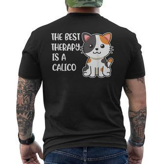 The Best Therapy Is A Calico Cat Men's T-shirt Back Print - Monsterry DE