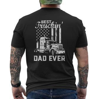 Best Truckin Dad Ever American Flag Father's Day Mens Back Print T-shirt | Mazezy