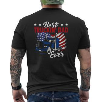 Best Truckin' Dad Ever Big Rig Truck Trucker Truckin' Truck Driver American Flag Father's Day Mens Back Print T-shirt | Mazezy UK