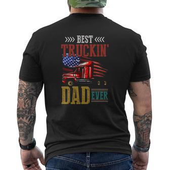 Best Truckin Dad Ever Father's Day Big Rig Trucker Mens Back Print T-shirt | Mazezy