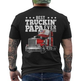 Best Truckin Papa Ever Big Rig Trucker Father's Day Gif Men's T-shirt Back Print | Mazezy