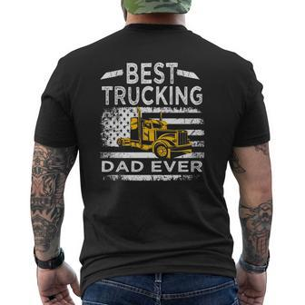 Best Trucking Dad Ever Big Rid Trucker Truck Driver Father Mens Back Print T-shirt | Mazezy
