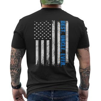 Best Uncle Ever Usa Flag Fathers Day Police Blue Line Mens Back Print T-shirt - Thegiftio UK