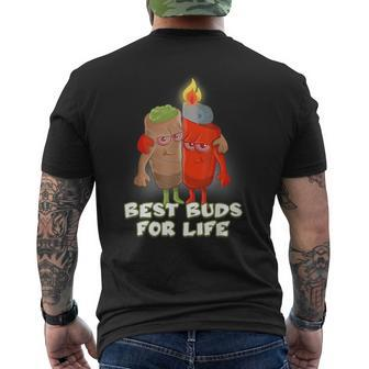 Beste Buds For Life Lighter And Joint Kiffer Kiffen Grass T-Shirt mit Rückendruck - Seseable