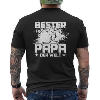 Bester Papa Der Welt Fist Greeting T-Shirt mit Rückendruck - Geschenkecke