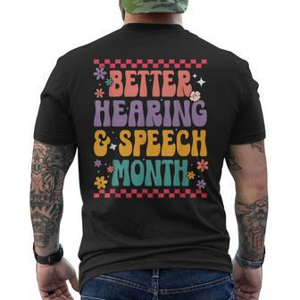 Better Hearing And Speech Month Speech Therapist Retro Men's T-shirt Back Print - Monsterry