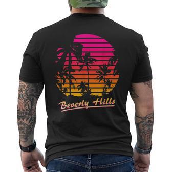 Beverly Hills 80S Palm Trees Summer Sunset Men's T-shirt Back Print - Monsterry UK