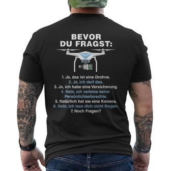 Bevor Du Fragst Drone Pilot T-Shirt mit Rückendruck - Seseable