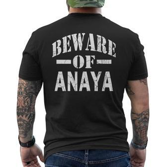 Beware Of Anaya Family Reunion Last Name Team Custom Men's T-shirt Back Print - Seseable