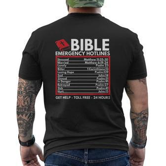 Bible Emergency Numbers Christian Bible Mens Back Print T-shirt - Thegiftio UK