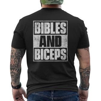 Bibles And Biceps Gym Motivational S Mens Back Print T-shirt | Mazezy