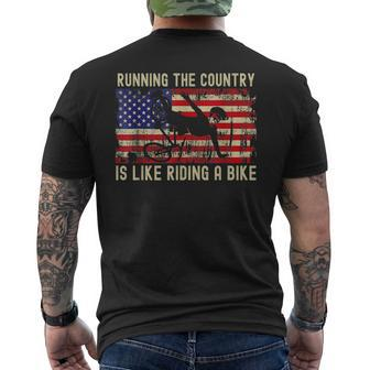 Biden Bike Bicycle Running The Country Is Like Riding A Bike Mens Back Print T-shirt - Thegiftio UK