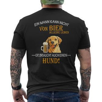 Bier Und Coole Hunde Lustiger Spruch Papa Labrador Gassi T-Shirt mit Rückendruck - Geschenkecke