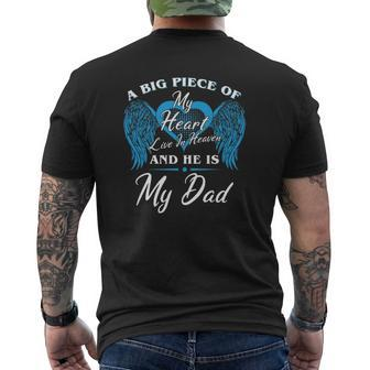 A Big Piece Of My Heart Live In Heaven And He Is My Dad Memorial Fathers Blue Angel Mens Back Print T-shirt | Mazezy CA