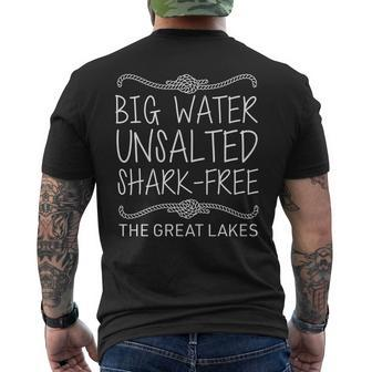 Big Water Unsalted Shark Free The Great Lakes Mens Back Print T-shirt - Thegiftio UK