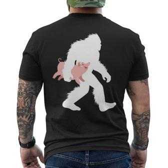 Bigfoot Carrying Pig Cryptid Swine Sasquatch With Hog Men's T-shirt Back Print | Mazezy